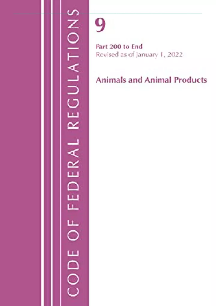 code of federal regulations title 09 animals