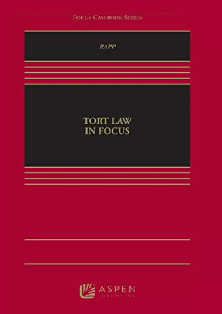 tort law in focus aspen casebook download