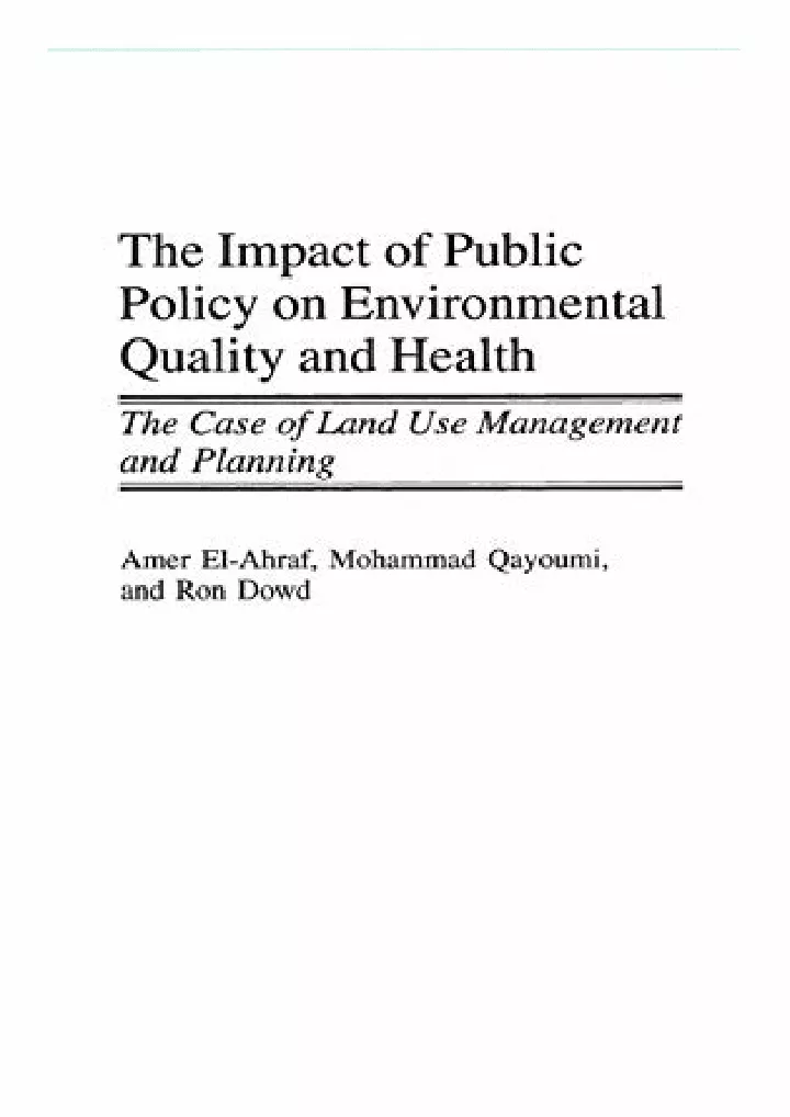 the impact of public policy on environmental