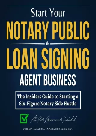 [PDF] DOWNLOAD FREE Start Your Notary Public & Loan Signing Agent Business: