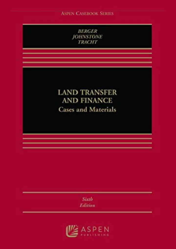 land transfer and finance cases and materials
