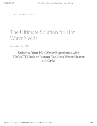 The Ultimate Solution for Hot Water Needs