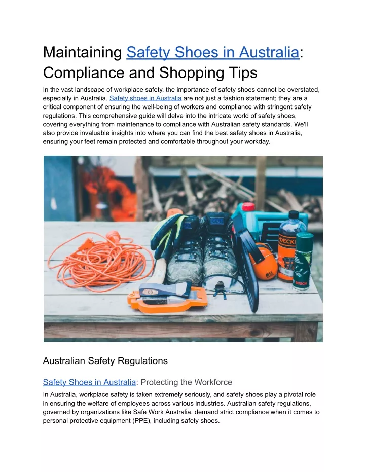 maintaining safety shoes in australia compliance
