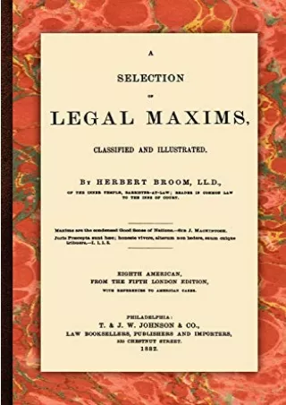 [PDF] A Selection of Legal Maxims, Classified and Illustrated. Eighth American, from