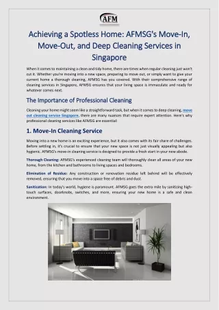 Move Out Cleaning Service Singapore