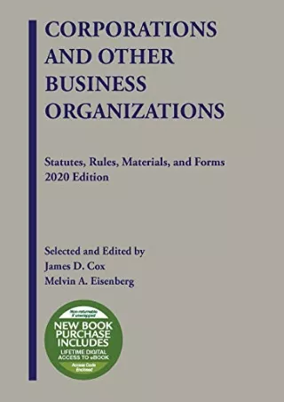 Download Book [PDF] Corporations and Other Business Organizations, Statutes, Rules, Materials, and