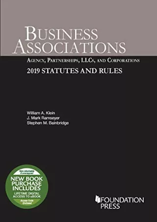 Read Ebook Pdf Business Associations: Agency, Partnerships, LLCs, and Corporations, 2019