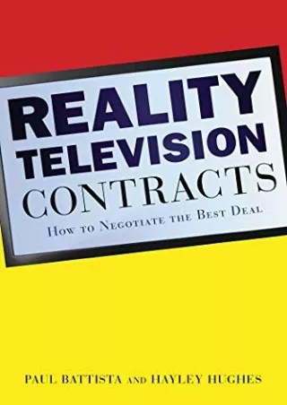 Read Ebook Pdf Reality Television Contracts: How to Negotiate the Best Deal