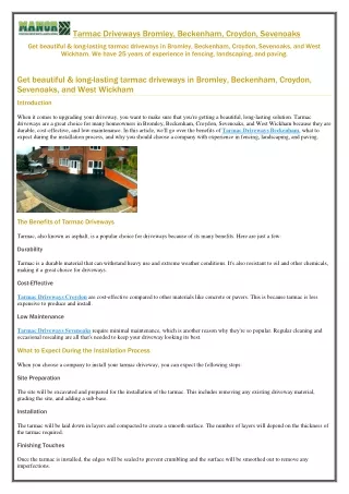 tarmac driveways bromley beckenham croydon