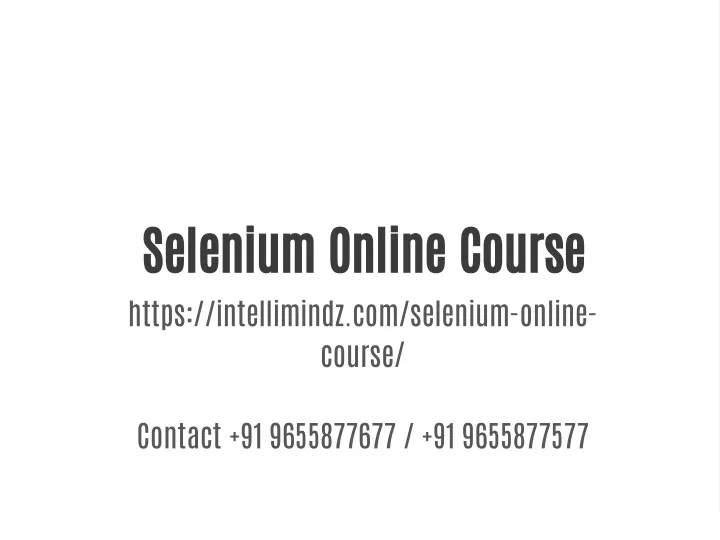 selenium online course https intellimindz