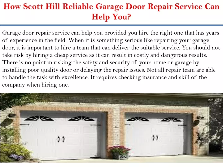 how scott hill reliable garage door repair
