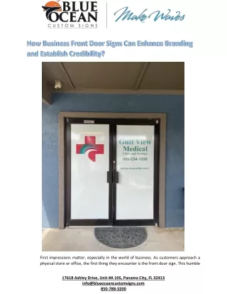 How Business Front Door Signs Can Enhance Branding and Establish Credibility
