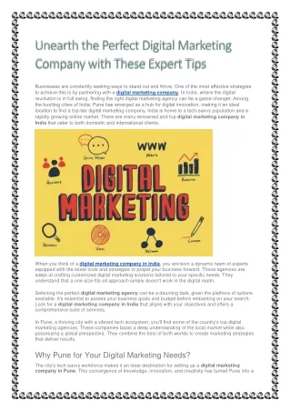 Unearth the Perfect Digital Marketing Company with These Expert Tips