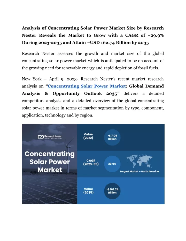 analysis of concentrating solar power market size