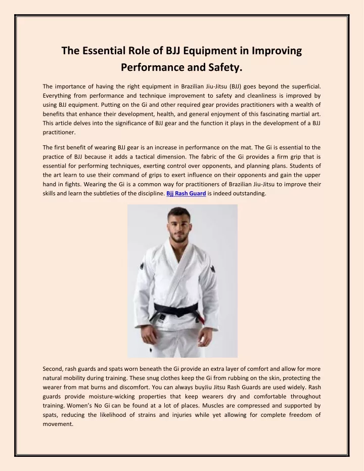 the essential role of bjj equipment in improving