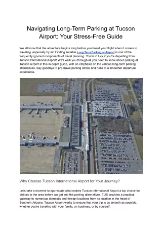 Travel Without Stress With Convenient Parking at Tucson Airport
