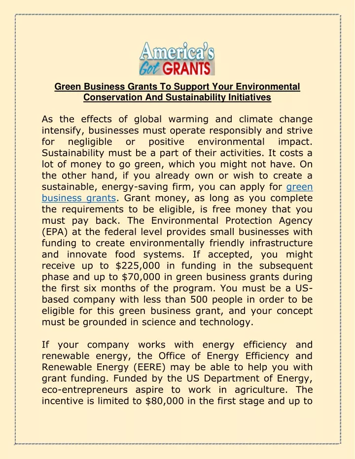 green business grants to support your