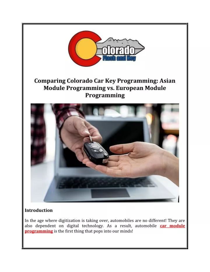 comparing colorado car key programming asian