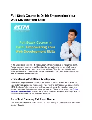 full stack course in delhi empowering your