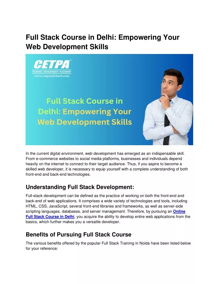 full stack course in delhi empowering your