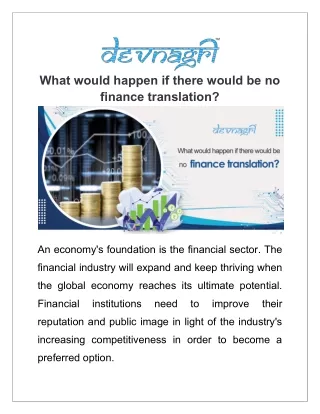 what would happen if there would be no finance