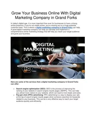 Grow Your Business Online With Digital Marketing Company in Grand Forks