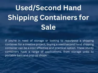 Used Second Hand Shipping Containers for Sale