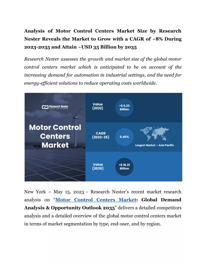 analysis of motor control centers market size