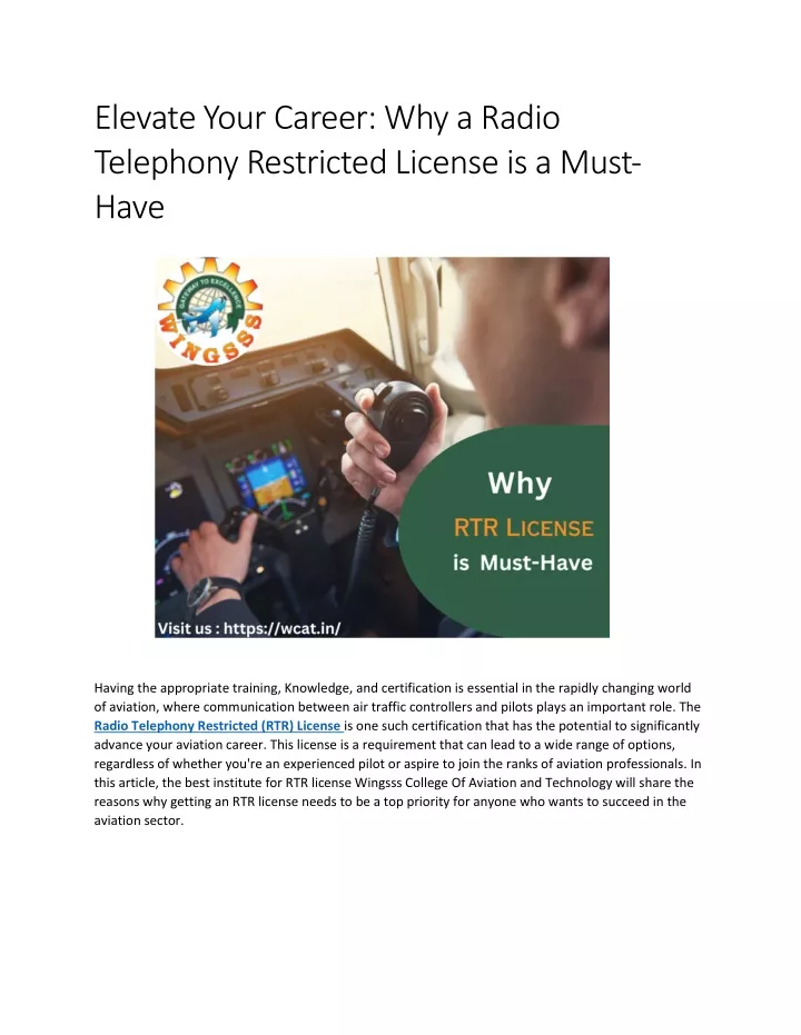 elevate your career why a radio telephony