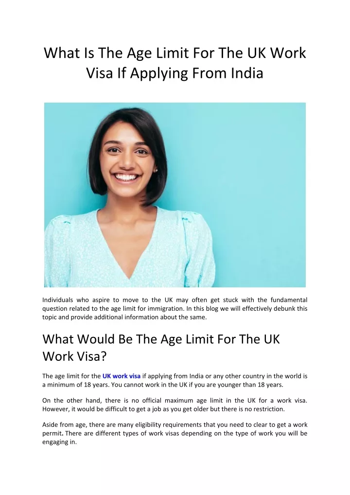 what is the age limit for the uk work visa