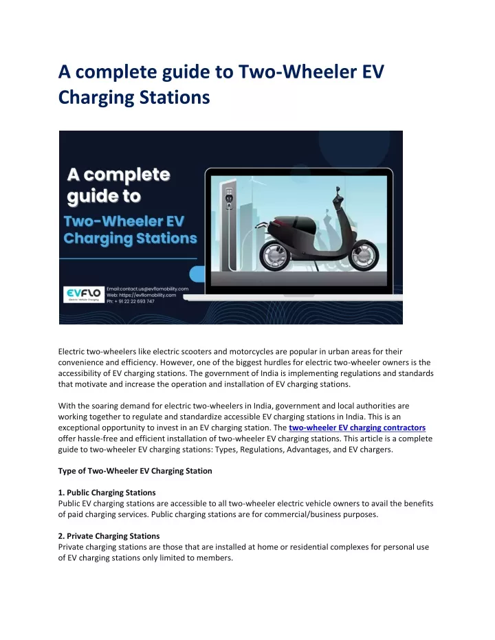 a complete guide to two wheeler ev charging
