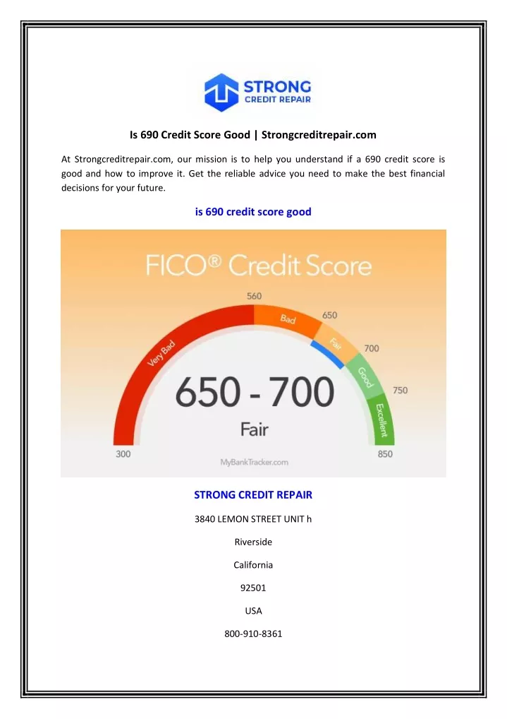 is 690 credit score good strongcreditrepair com