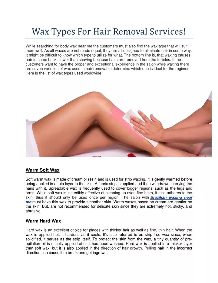 wax types for hair removal services