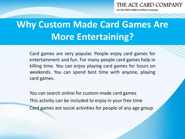 why custom made card games are more entertaining