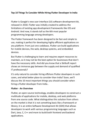 top 10 things to consider while hiring flutter