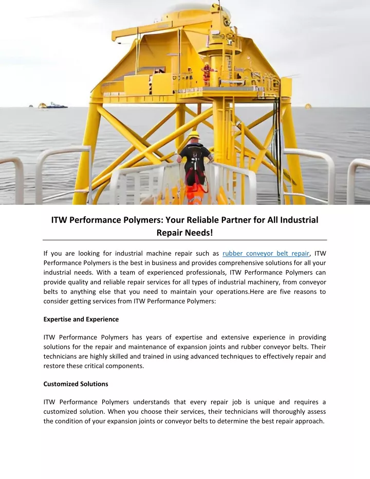 itw performance polymers your reliable partner