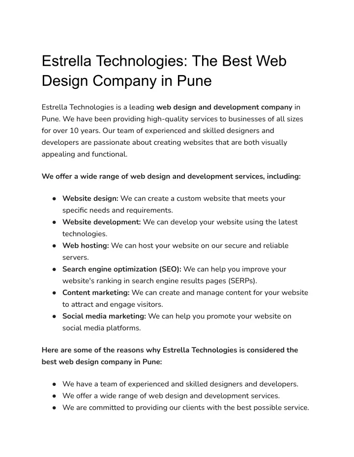 estrella technologies the best web design company