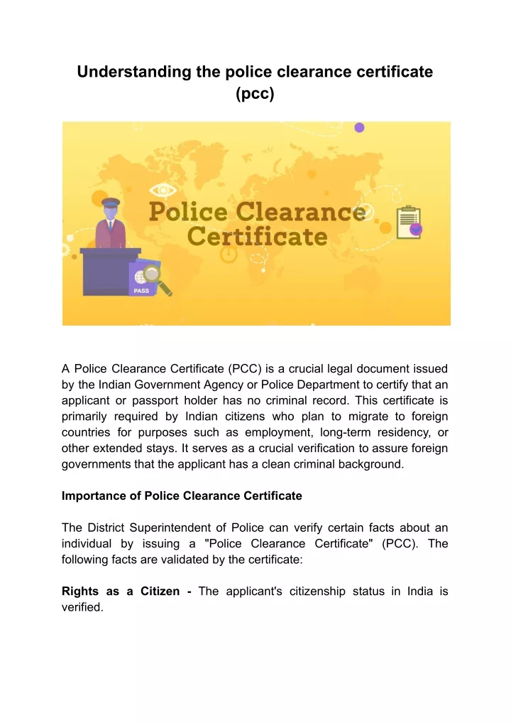 understanding the police clearance certificate pcc
