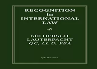 PDF Recognition in International Law (Grotius Classic Reprint Series) Free