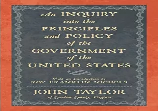 (PDF) An Inquiry into the Principles and Policy of the Government of the United