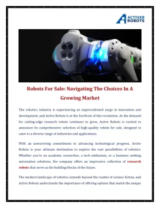 Robots For Sale Navigating The Choices In A Growing Market