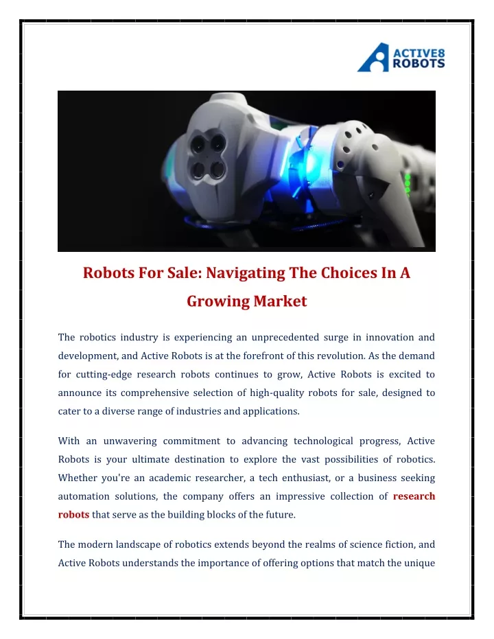 robots for sale navigating the choices in a