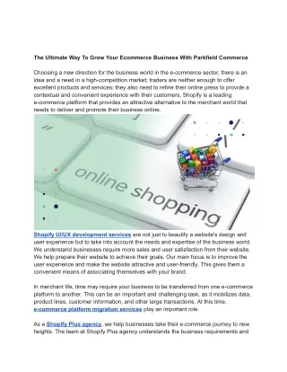 The Ultimate Way To Grow Your Ecommerce Business With Parkfield Commerce