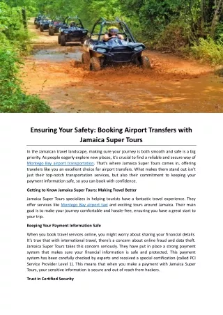 Ensuring Your Safety: Booking Airport Transfers with Jamaica Super Tours