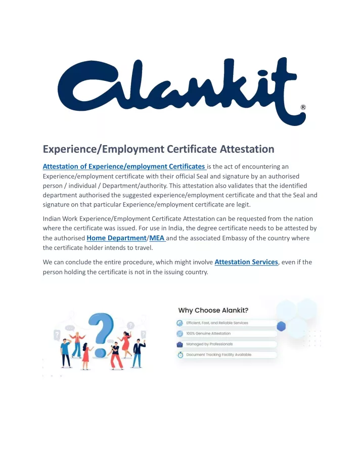 experience employment certificate attestation