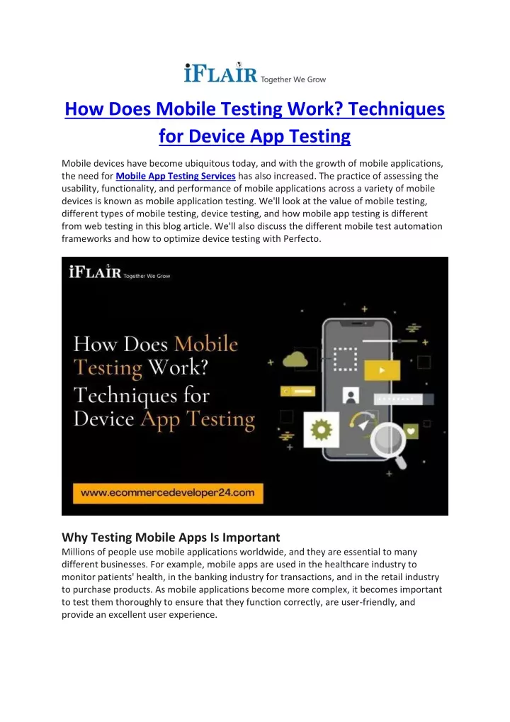 how does mobile testing work techniques