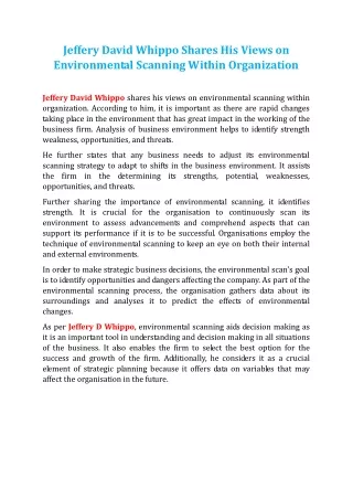 jeffery david whippo shares his views