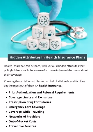 Hidden Attributes In Health Insurance Plans