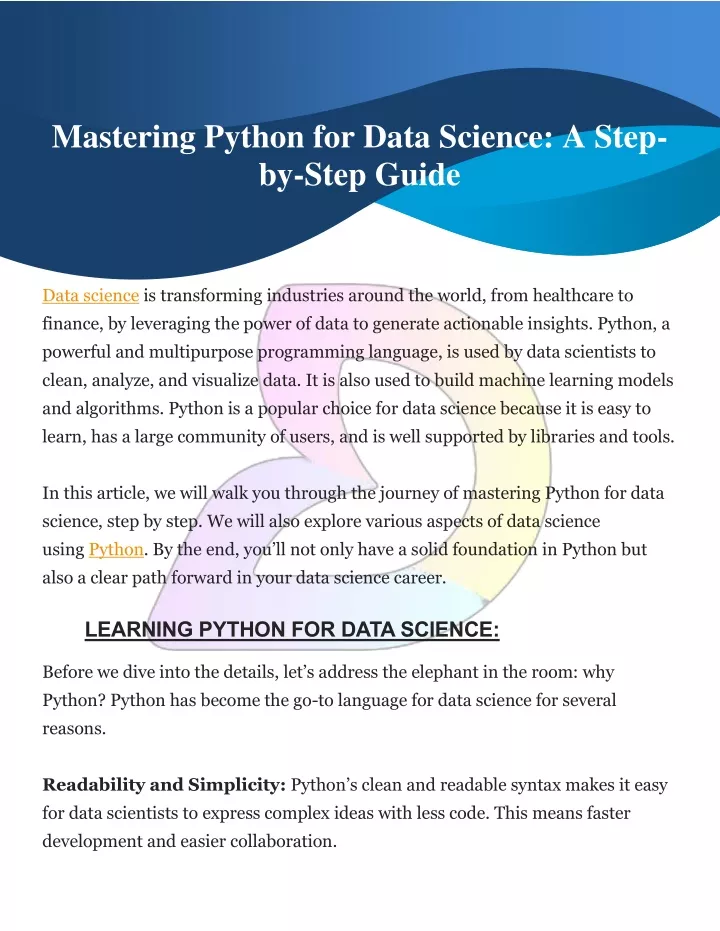 mastering python for data science a step by step